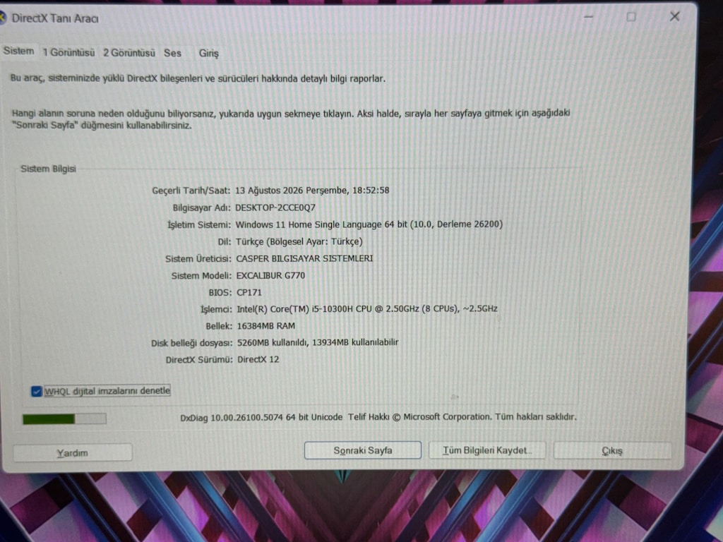 EXCALİBUR LAPTOP İ5 10300H 16 GB RAM 512 GB GTX1650 KUTULU - 8