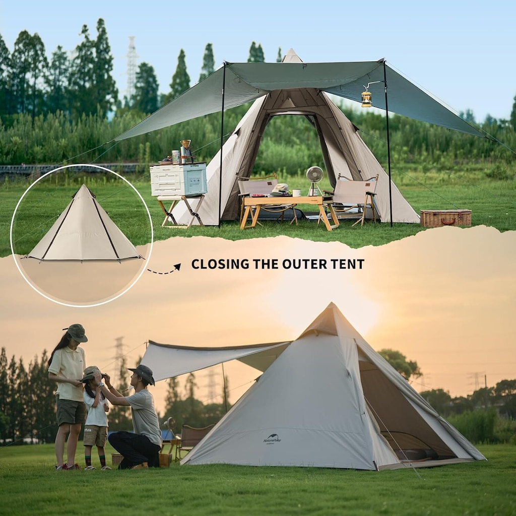 Naturehike Teepee 4 Kişilik Glamping Çadır – 4 Mevsim - 3