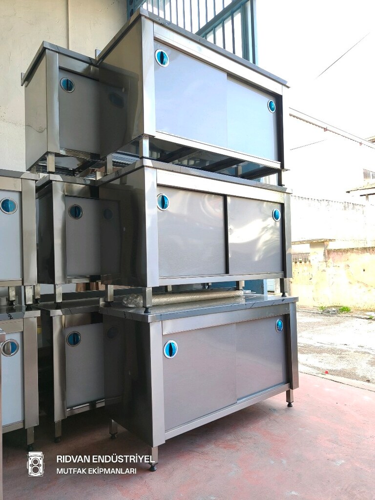 krom tezgah 140 cm krom çalışma tezgahı hazır mutfak dolaplı tezgah - 4