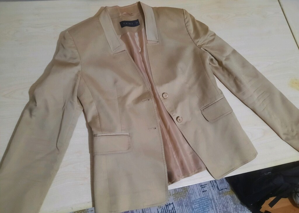 Chima Marka XS Beden Bej Rengi Klasik Blazer Ceket