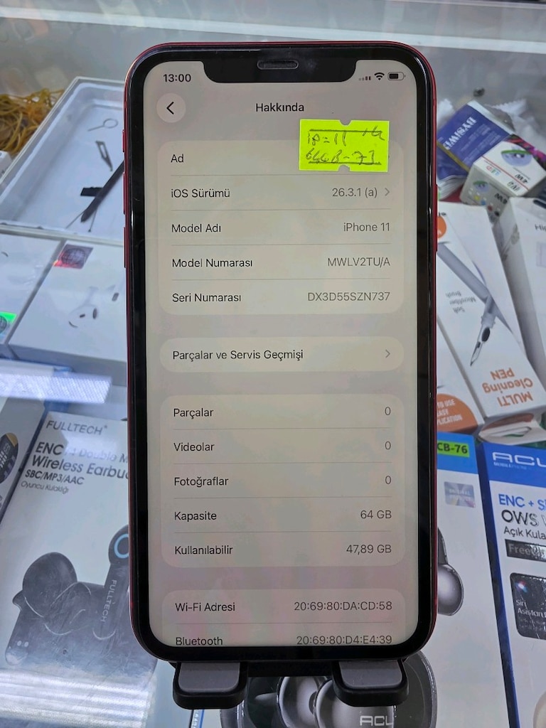 iPhone 11 64 GB kırmızı renk ekran orijinal değişen - 3