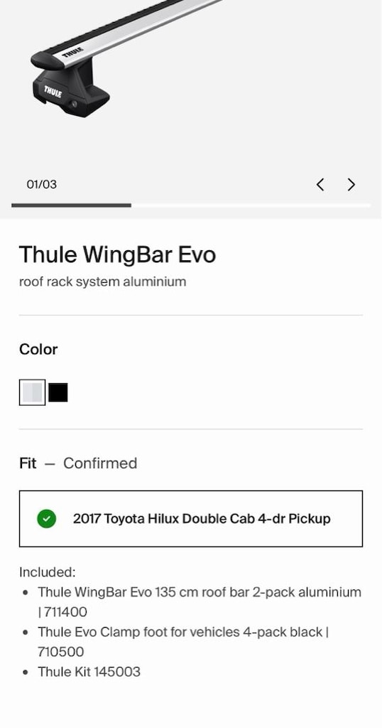 TOYOTA HILUX THULE WINGBAR ARA ATKI TAVAN BARLAR Kit 5003 7105 - 2