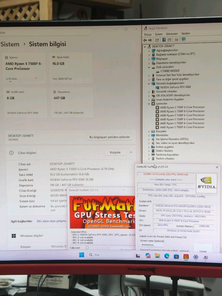 RTX 5060 RYZEN5 7500F 16GB RAM 512GB M2SSD 650W QUANTUM KASA - 6