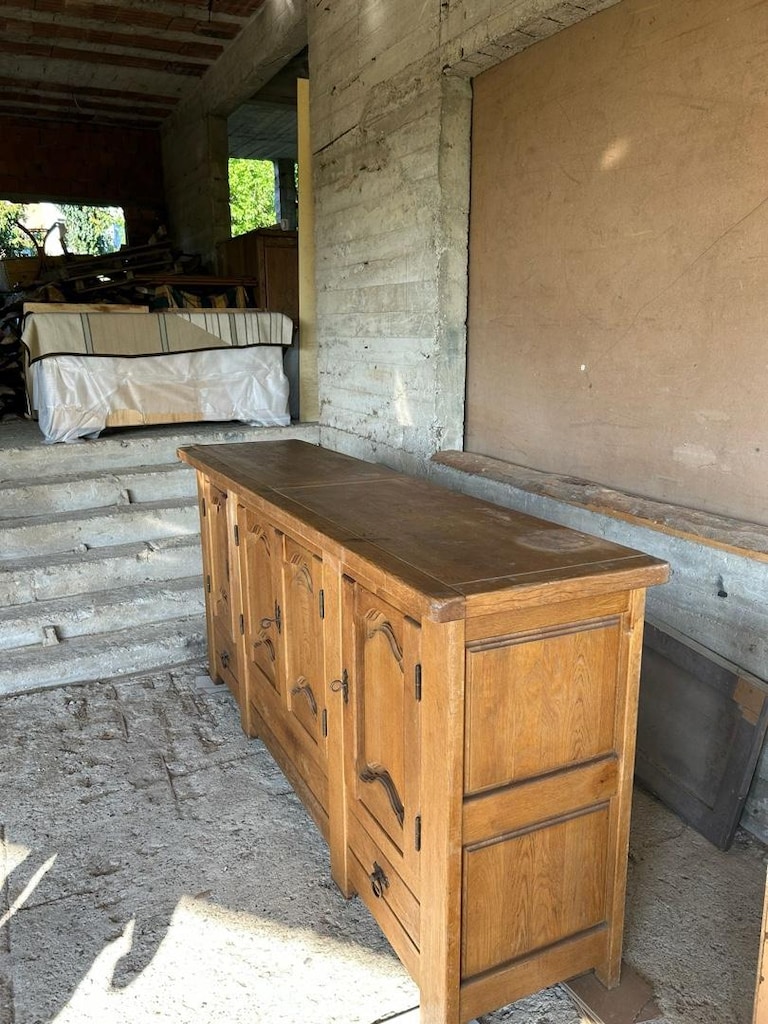 Fransız Masif Meşe Büfe 260cm Enfilade El Oyması - 15