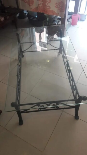 Sehpa ferforje metal üzerine camlı sehpa 200x110