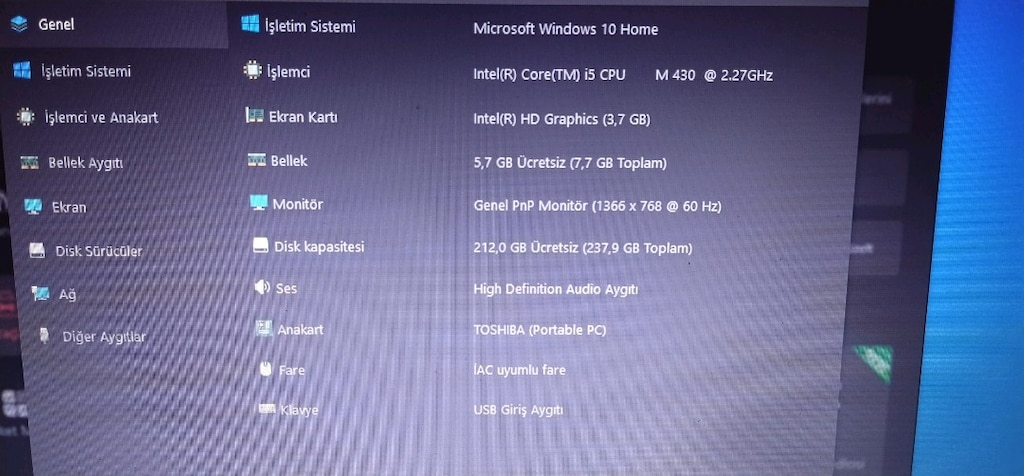 Toshiba Tecra A11-13G i5 işlemci 8 gb ram 256 ssd iş bilgisayarı, 15.6 - 2