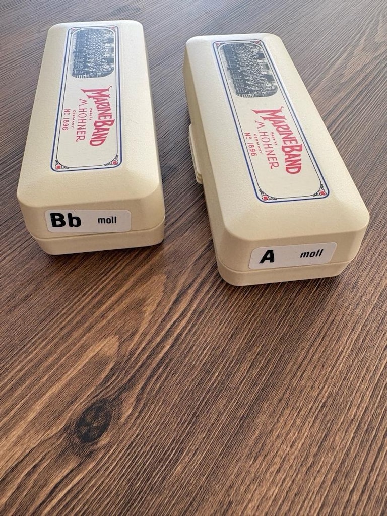 2 Adet Hohner Marine Band Mızıka – A Moll & Bb Moll – Orijinal Kutulu - 5