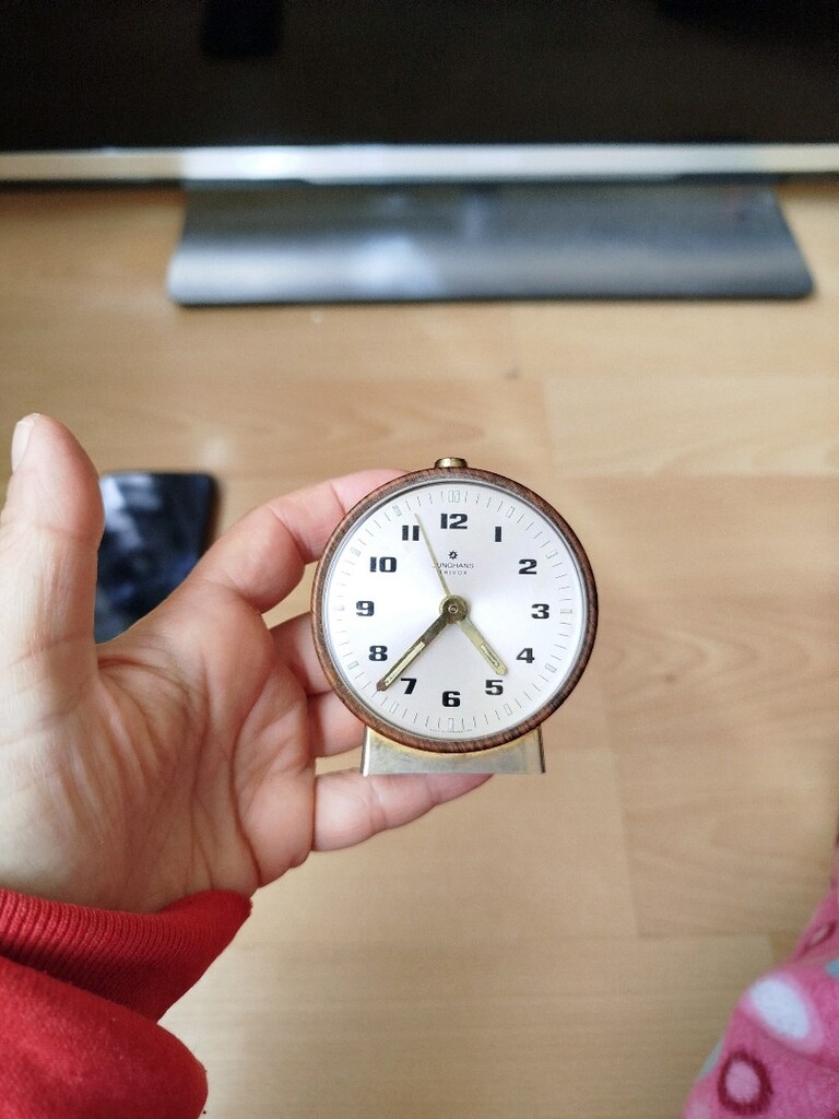 Vintage Almanya Junghans Trivox çalar saat masa çalar saati ahşaptan - 10