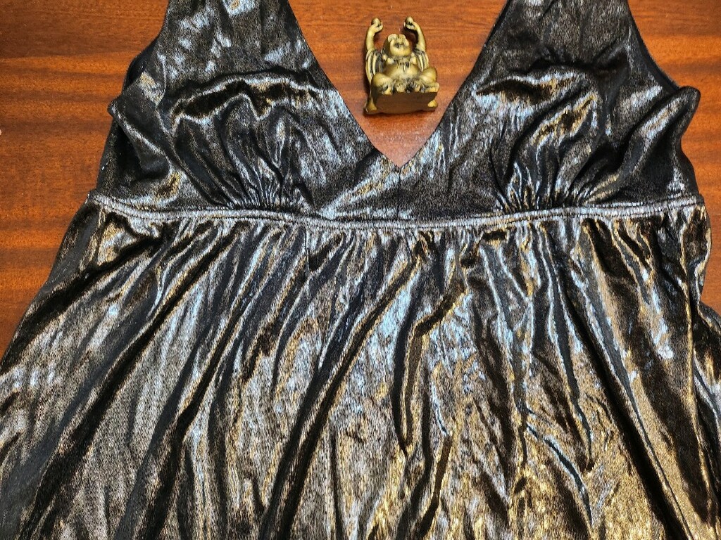 MANGO Siyah Metalik V Yaka Bluz - 3