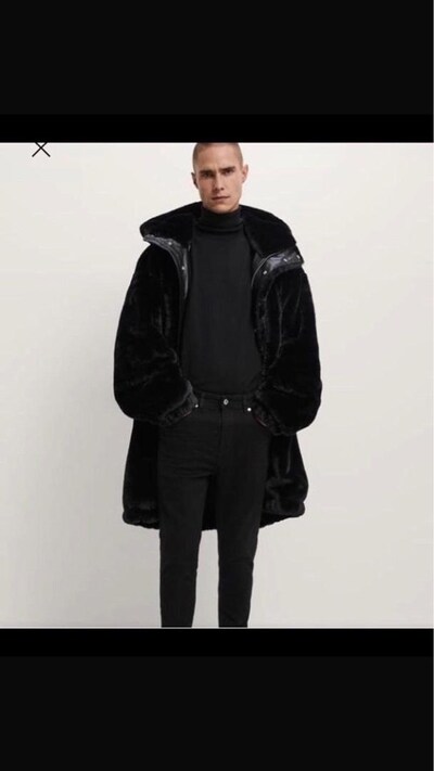 zara peluş mont siyah xl