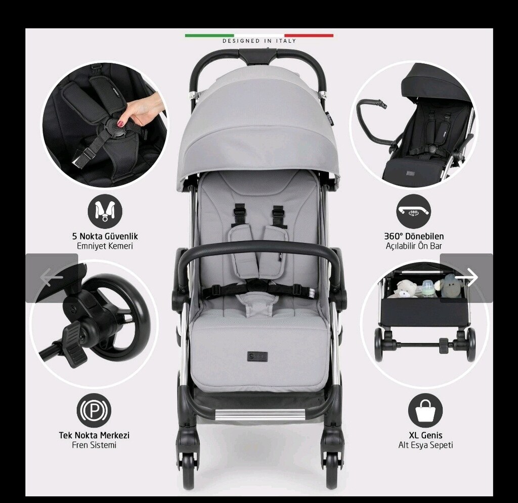 Tek elle otomatik kapanan kabin boy bebek arabası – Elele Nuvola - 6