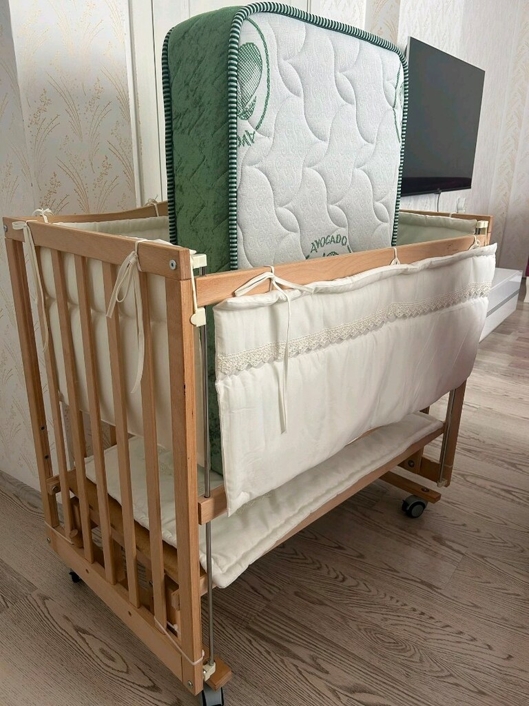 Ahşap Sallanır Beşik + Full Ortopedik Yaylı Yatak - 4