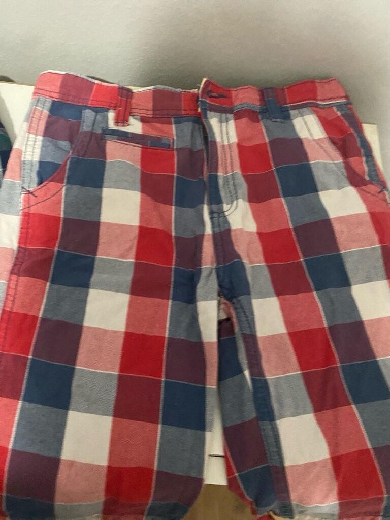 Çocuklar için kısa boy şortlar; bordo, turuncu, yeşil ve ekose desenl - 8