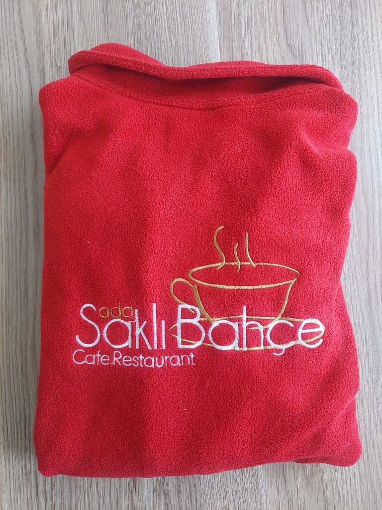 Nakışlı yazılı kırmızı uzun polar Hırka — görsel 8/12