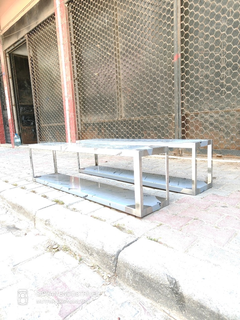 iki katlı duvar rafı krom duvar raf endüstriyel hazır mutfak krom raf - 6