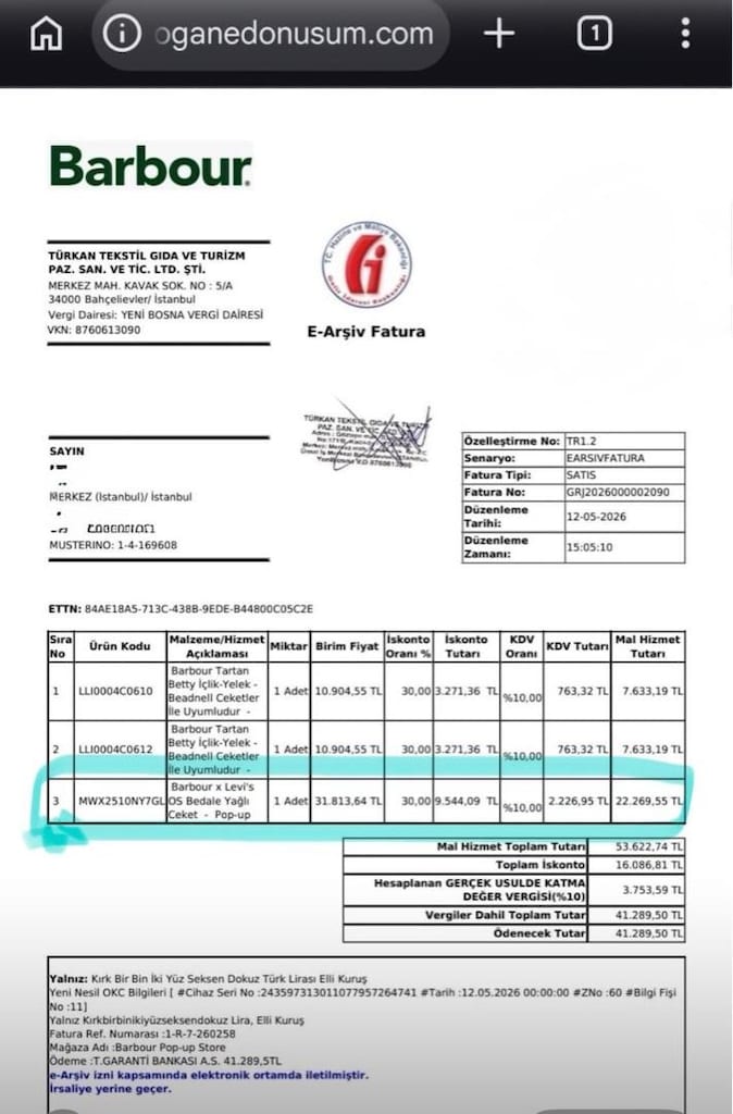 Faturali sıfır orjinal Barbour X Levis yagli mont ceket - 8