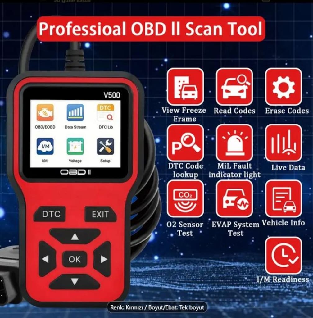 OBD II-V500 Arıza Tespit Cihazı - Hata Kodu Okuma ve Silme OBD2 - 3