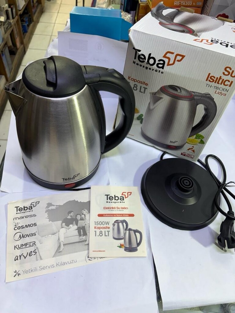 Teba Paslanmaz Çelik Su Isıtıcı 1.8 LT | Gizli Rezistans | 1500W - 2
