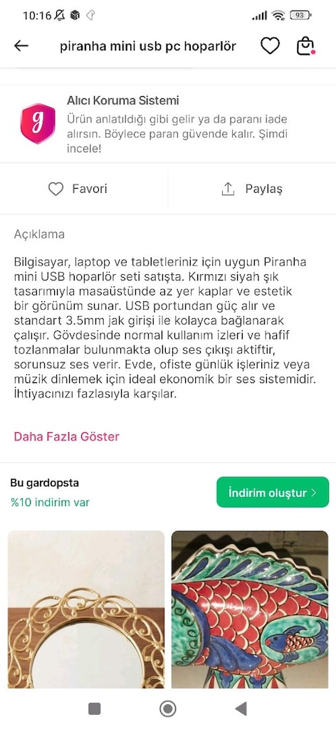 Piranha mini USB PC hoparlör - 6