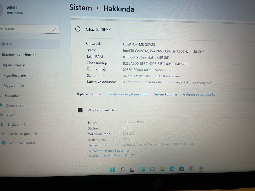 HP 15-DA1017NT İ5 8.NESİL 8GB 256GB SSD MX110 SIFIR BATARYA - 5