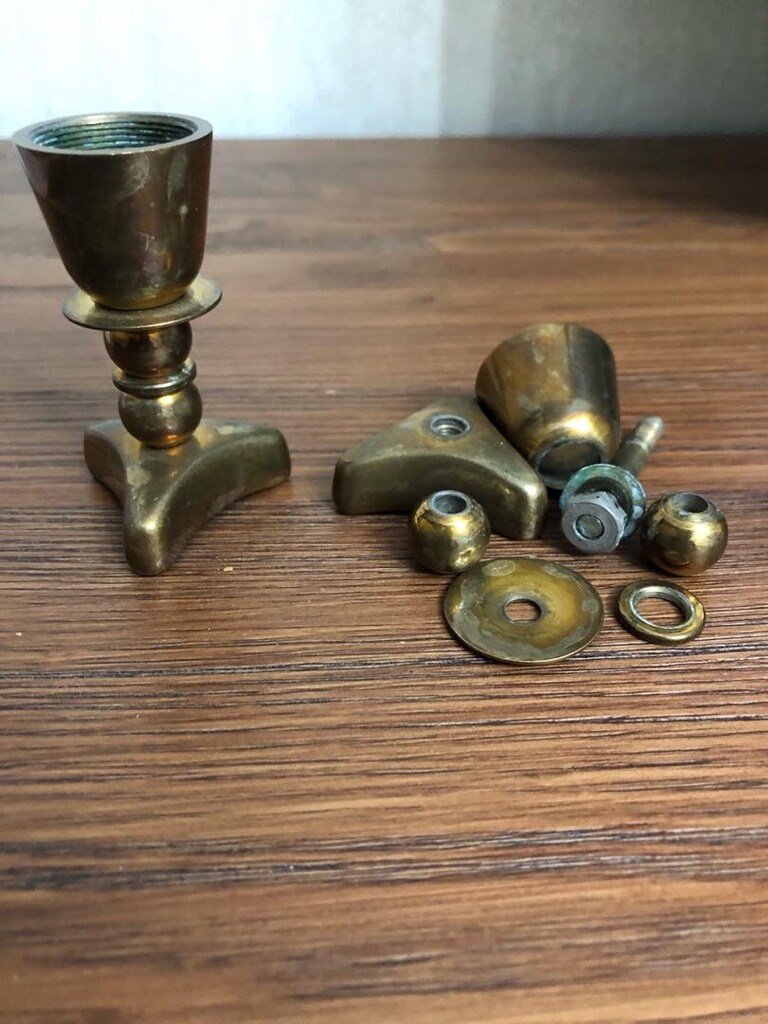 2 adet Döküm Pirinç Mumluk - 3