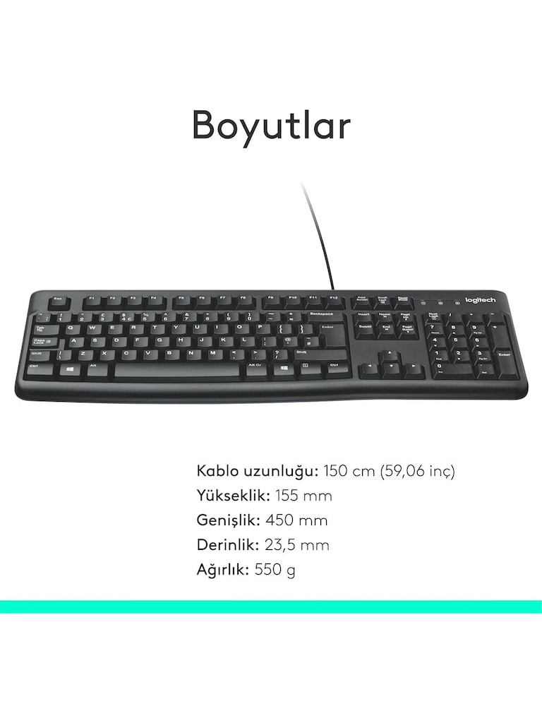 Logitech K120 Kablolu Türkçe Q Klavye - 5