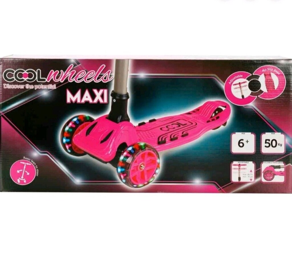 Cool Wheels 3 Tekerlekli Işıklı Maxi Scooter Pembe (Katlanabilir) - 3