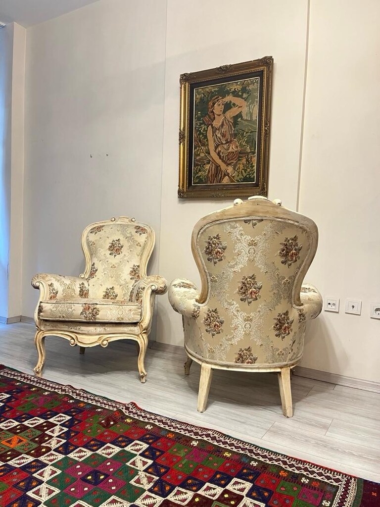 Kervan Eskitme Cilalı Çift Berjer - 2