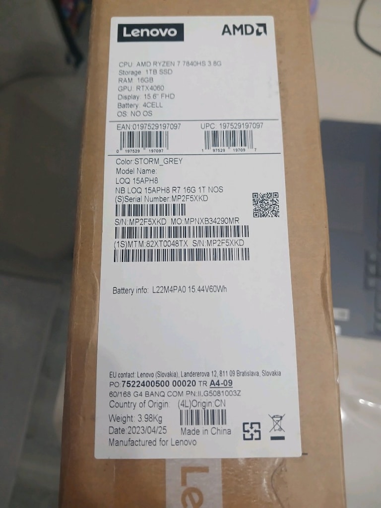 lenovo loq ryzen 7 r7 7840hs 16gb ram, 1tb m2ssd, rtx 4060 gpu. win11 - 4