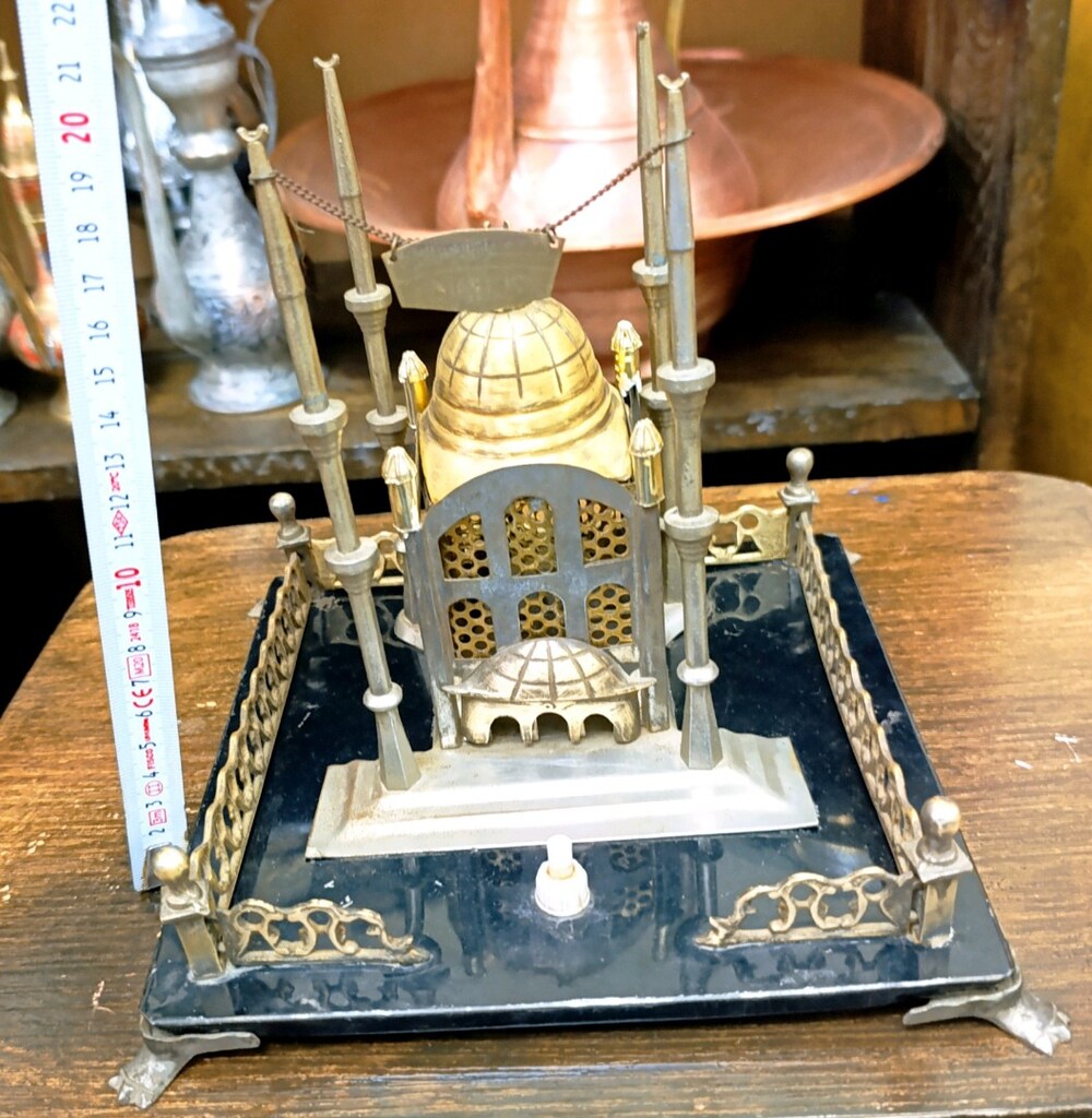 Vintage Pirinç Cami Formunda Masa Lambası / Gece Lambası Antika - 3