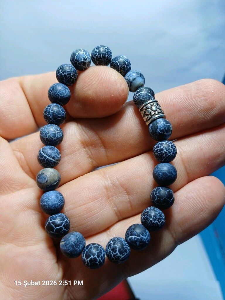 8mm ölçüsünde Doğal akik taşı bileklik özel ahşap kutusu ile gönderile - 4