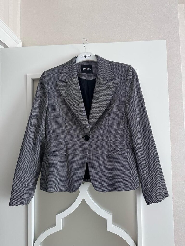 Şık Gri Tek Düğmeli Blazer Ceket - 2