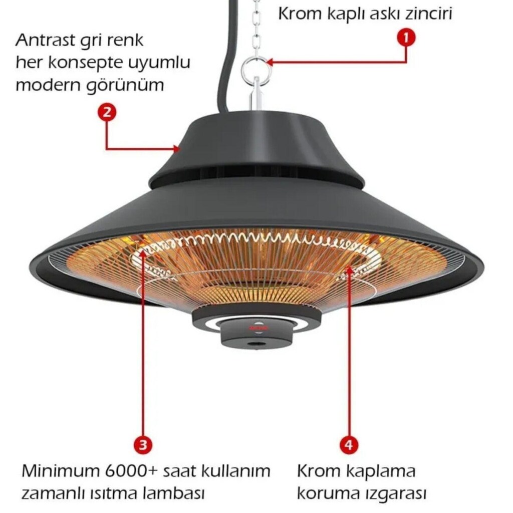 Elektrikli soba MirKraft Elirg RC Tavan Sarkıt Isıtıcı Uzaktan Kumanda - 4