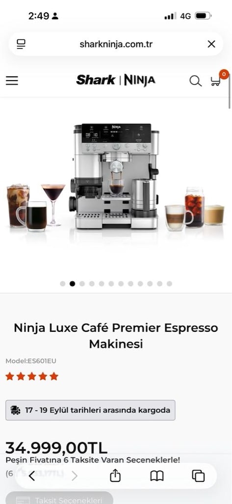 shark ninja kahve makinası