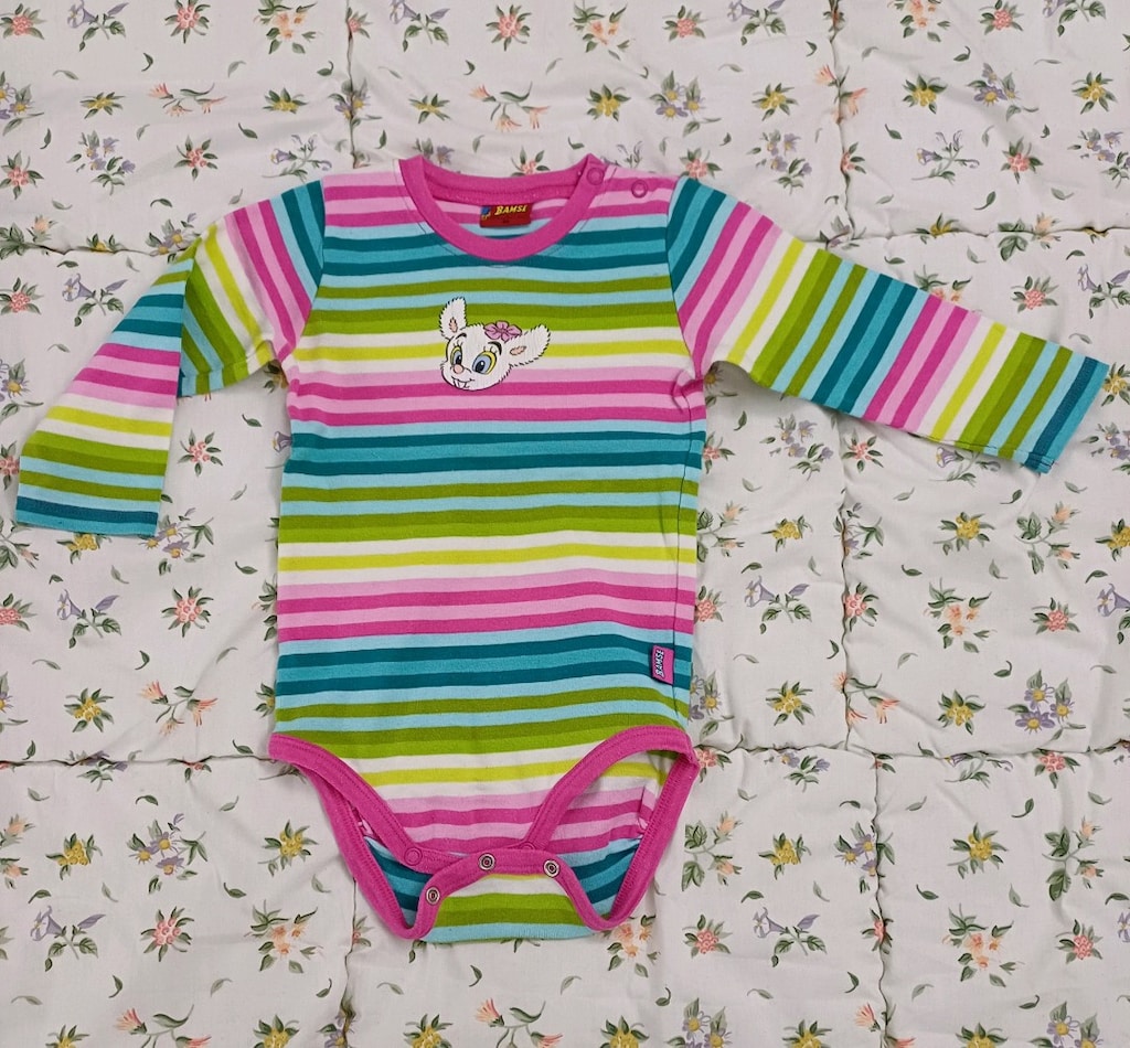 Çizgili Çok Renkli Bebek Body