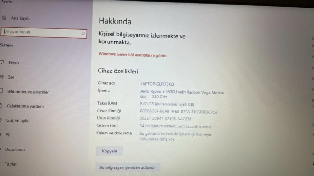 ASUS REYZEN 5 8GB RAM SSDLİ SİFİR KUTULU - 8