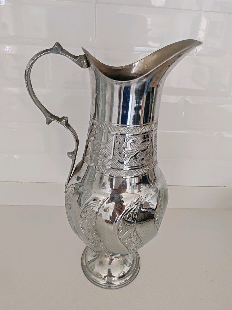 Gümüş Renkli Has Bakır İşlemeli Sürahi - 3