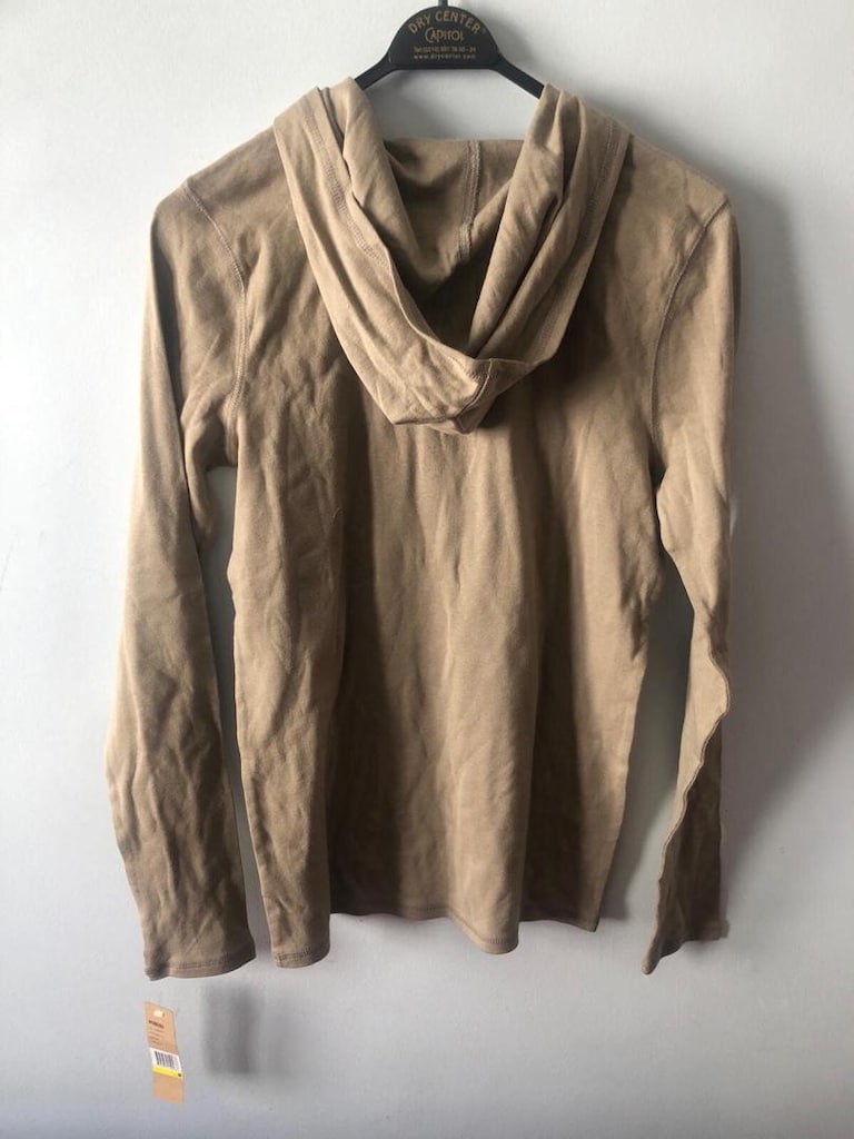 orijinal DKNY kapüşonlu kadın haki sweatshirt - 8