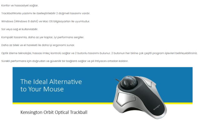Kensington K64327F Orbit Trackball Mouse / Sıfır Ürün