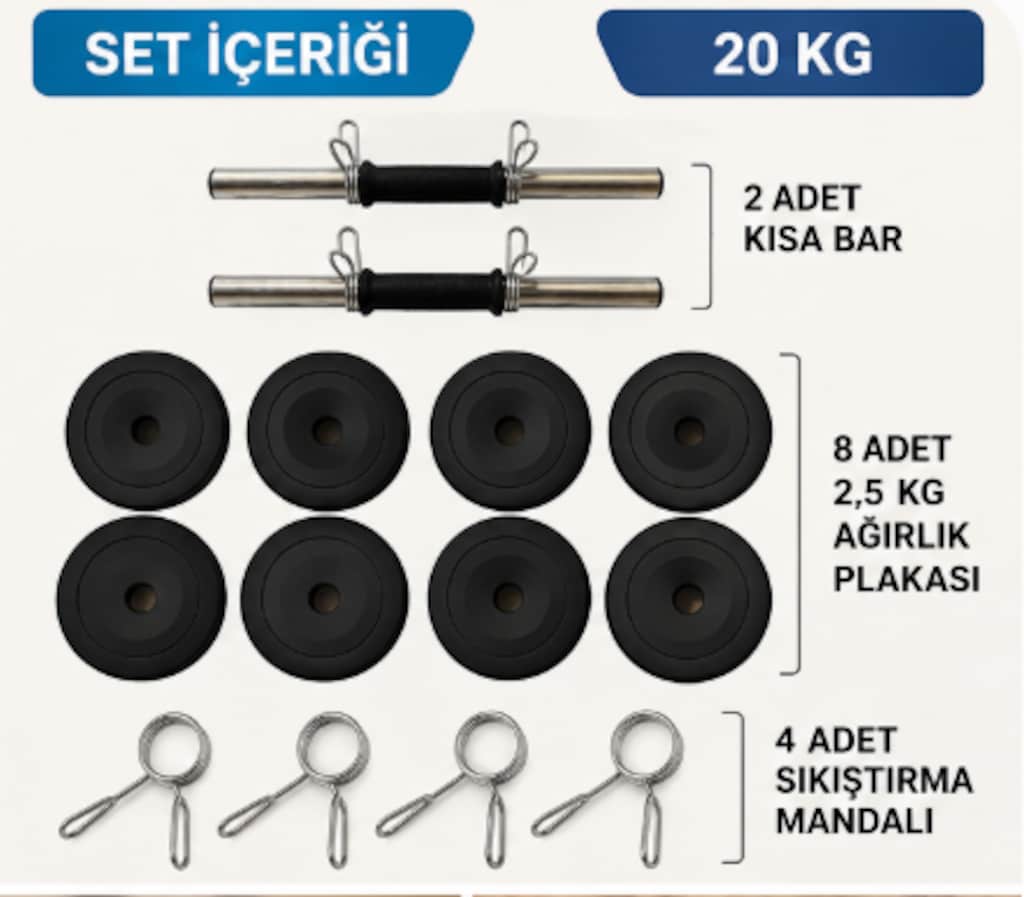 20 KG Ayarlanabilir Dambıl Seti – 2.5 KG Plakalar - 5