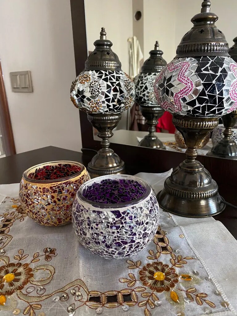 Dekoratif gece lambası ve mumluk abajur - 7