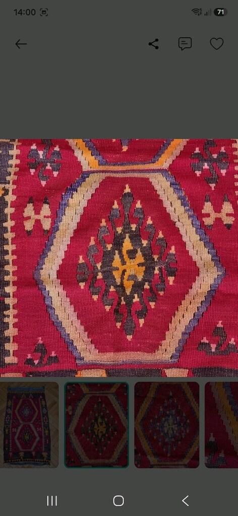 Antika El Dokuma Yün Kilim Kök Boya - 5