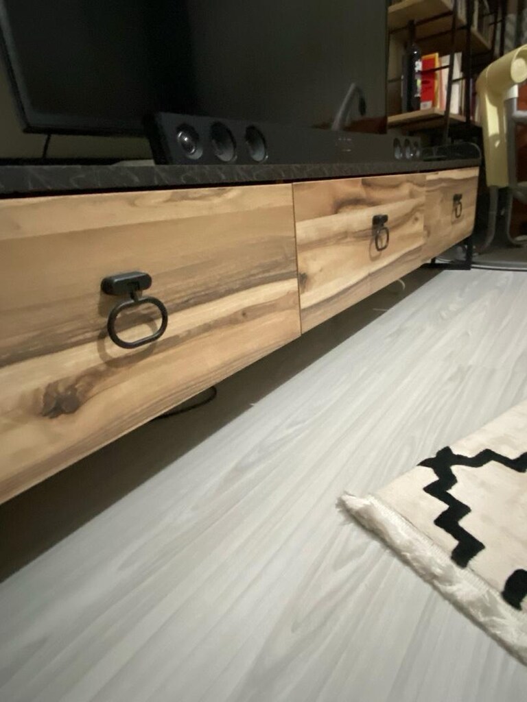 Tv Masası 3 çekmeceli masif ahşap - 2