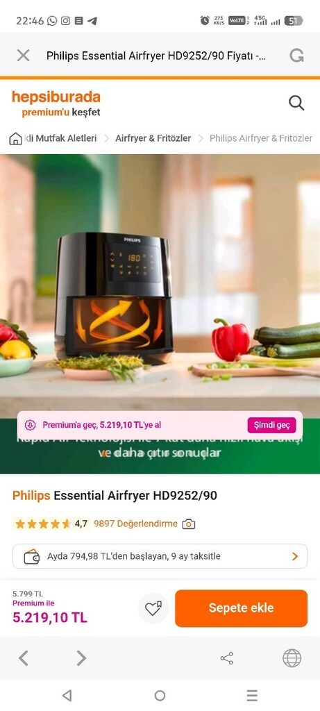 Philips Essential Airfryer HD9252/90 - 10