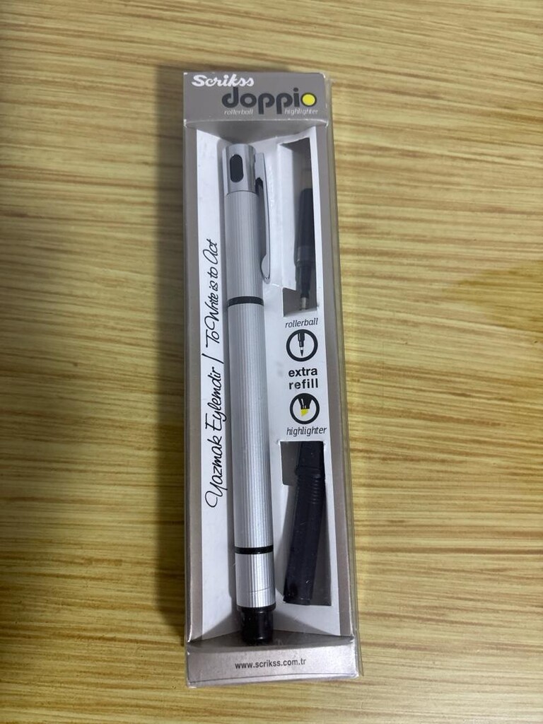 Scrikss Doppio Siyah Roller Sarı Fosforlu Kalem - 3