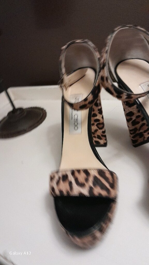 JIMMY CHOO LEOPAR DESENLI TOPUKLU SANDALET - 7