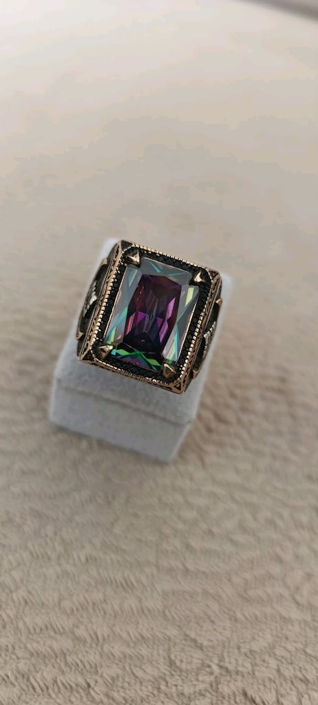 925 Ayar Gümüş Yüzük Mistik Topaz Taşlı - 10
