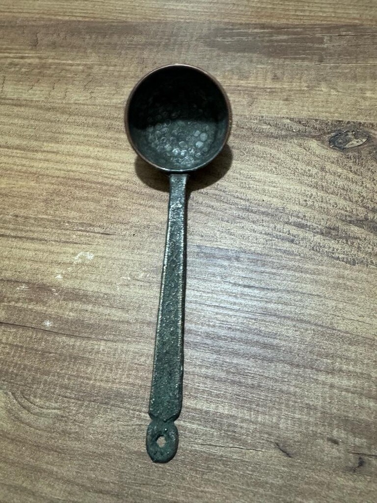 Antika El Dövmesi Bakır/Bronz Küçük Kepçe Boy 19 cmTamamen el işçiliği - 3