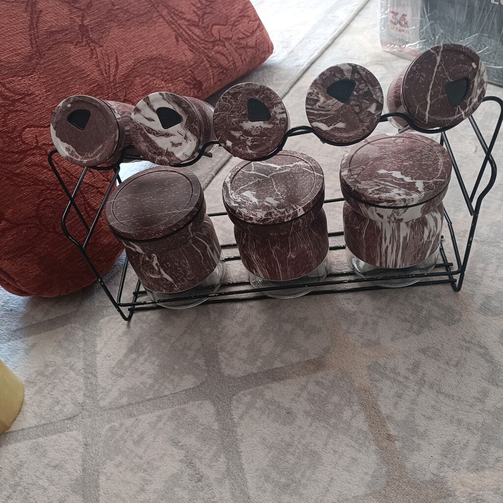 Mermer desenli vakumlu kapak Baharatlık seti ambalajlı yeni - 4