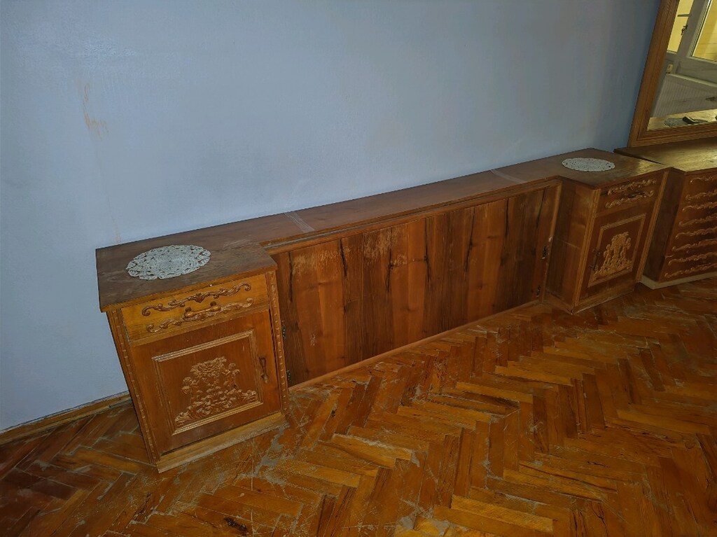 antika vintage el oyması büfe gümüşlük ve masa takımı - 5